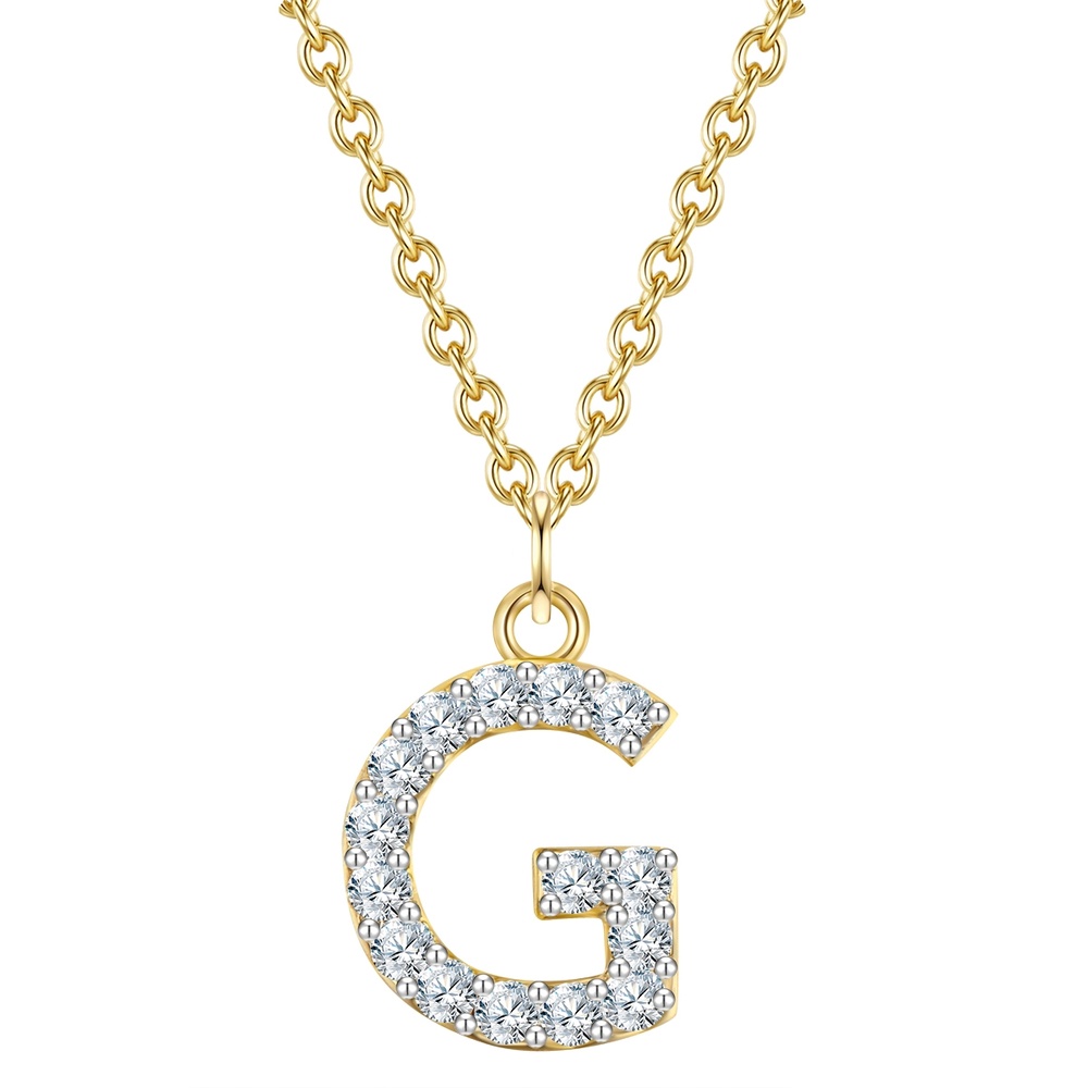 Glanzstücke München Collier en argent Lettre G Argent sterling Oxyde de zirconium (CZ) en Or jaune collier