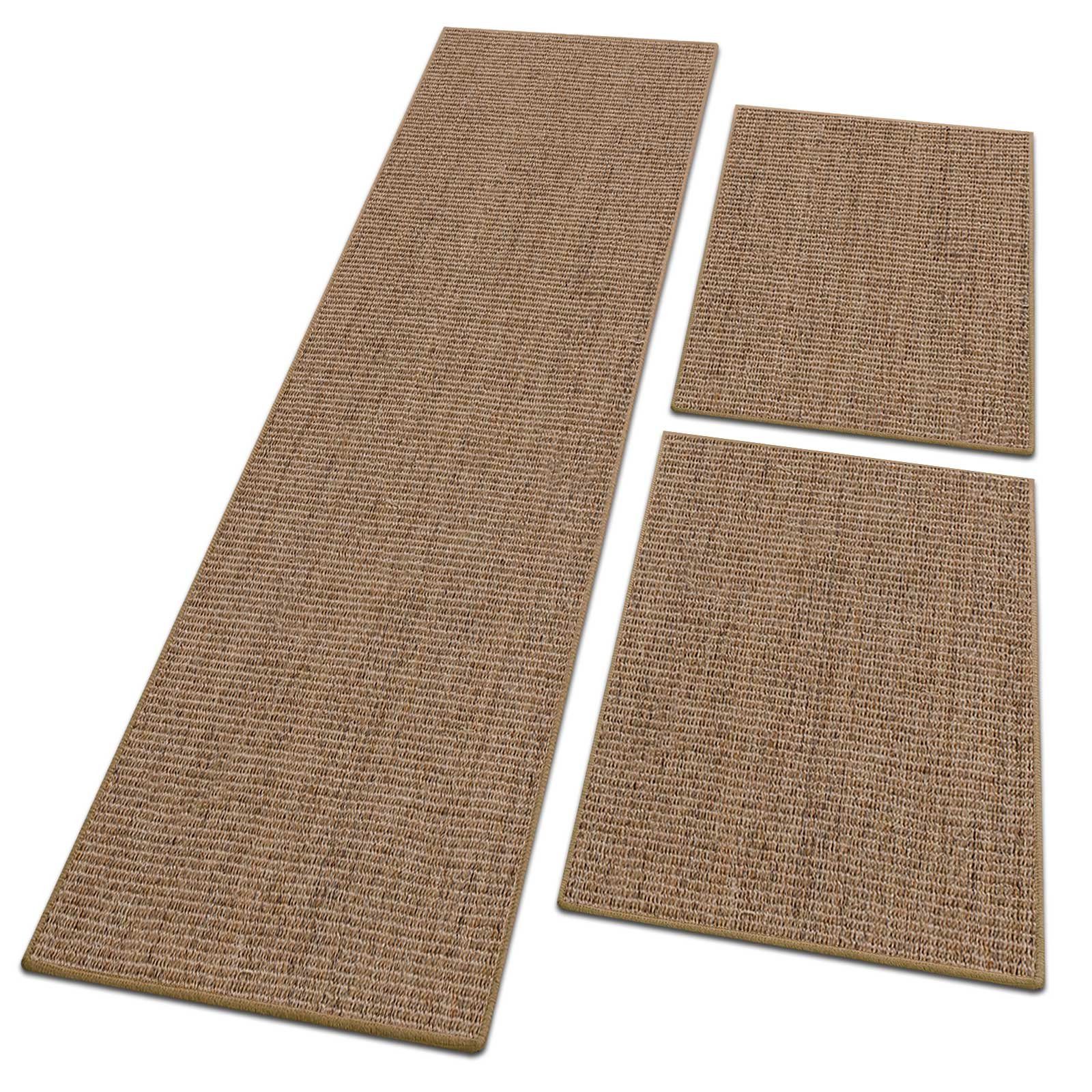 Bettumrandung Sylt Kork, 3 Größen, Teppichläufer, ideal im Schlafzimmer Floordirekt, Höhe 6 mm, (3-tlg), Sisal