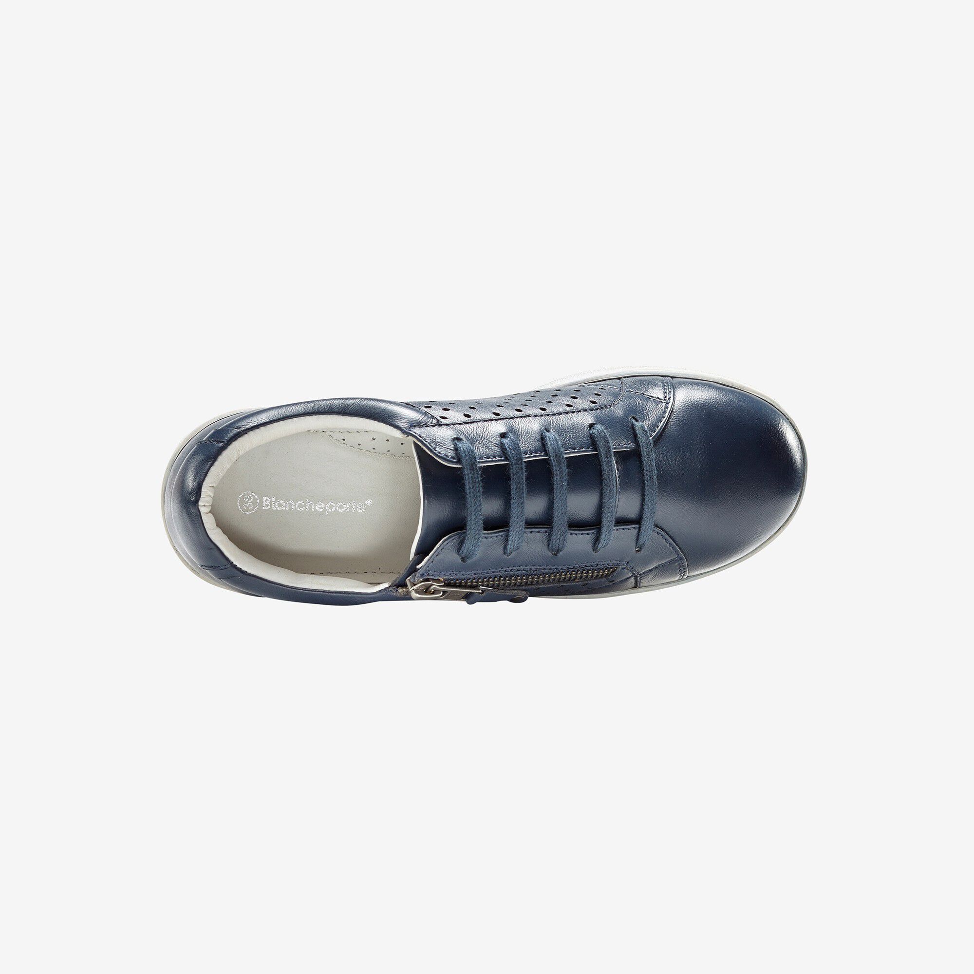 Tennis zippée en cuir perforé