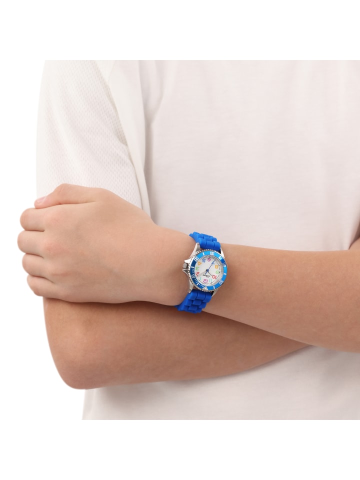 s.Oliver Quarzuhr Silikon, Edelstahl in blau günstig kaufen 20 cm