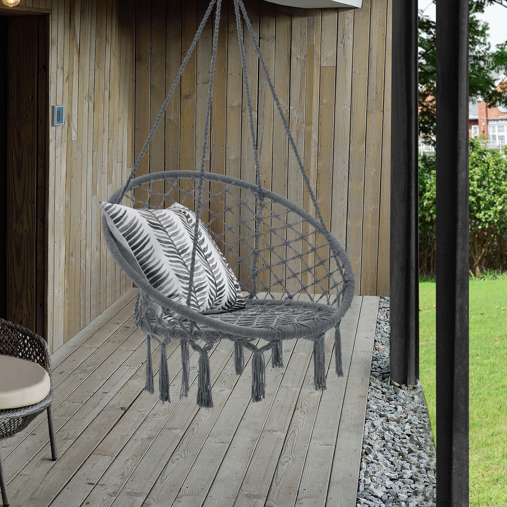 casa.pro Hängesessel, Tampico Hängestuhl Hängesitz Indoor Outdoor ø60cm Dunkelgrau