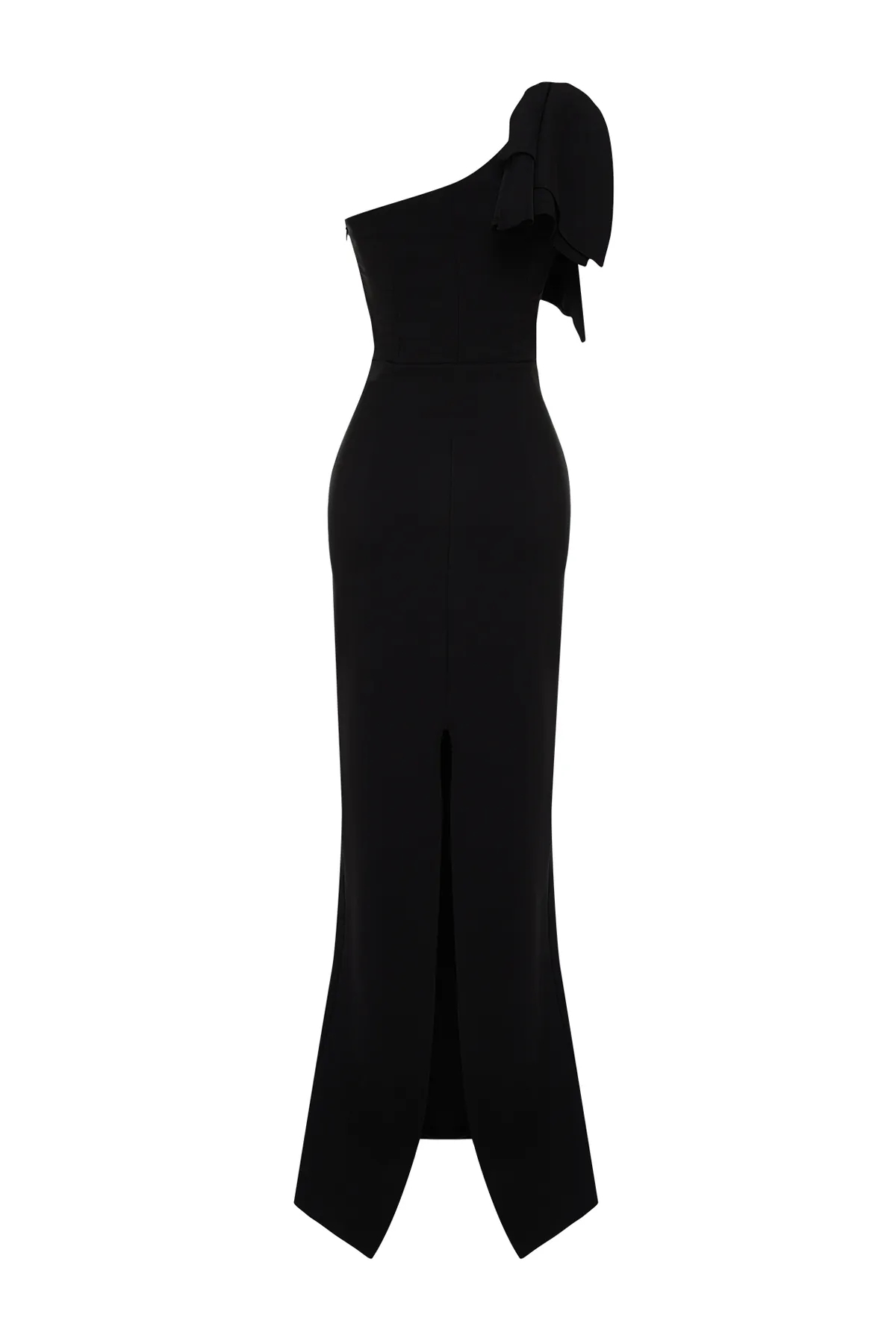 Trendyol Collection  Schwarzes, gerade geschnittenes, gewebtes Abendkleid und Abschlusskleid TPRSS23AE00095