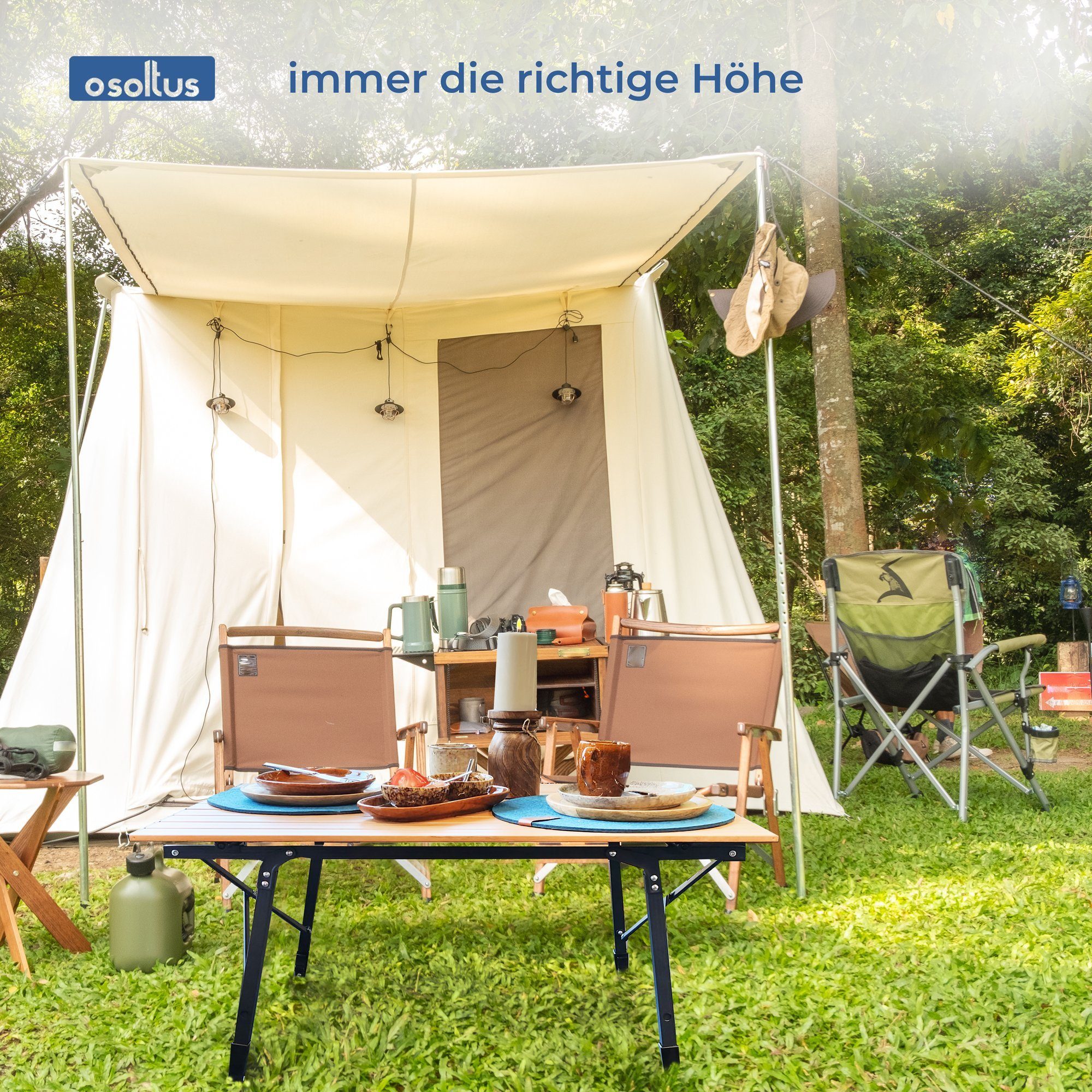 osoltus Campingstuhl osoltus Camping Klapptisch Alu Tisch Fjord 90cm x 59cm