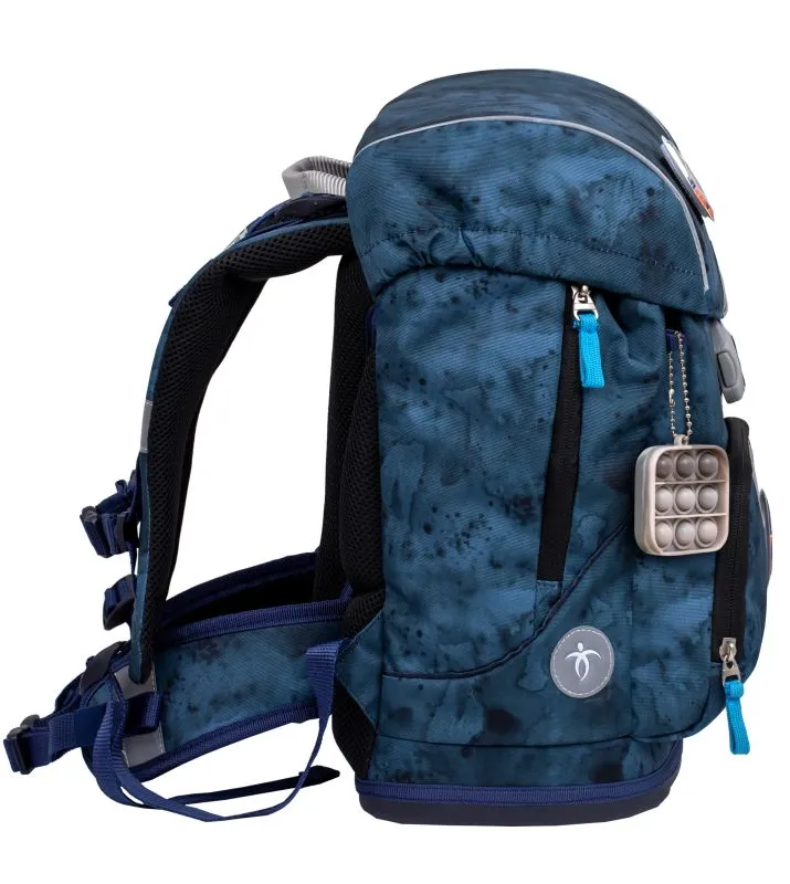 Belmil Motion Schulranzen Set 5-teilig mit 6 Patches - Blue Splash