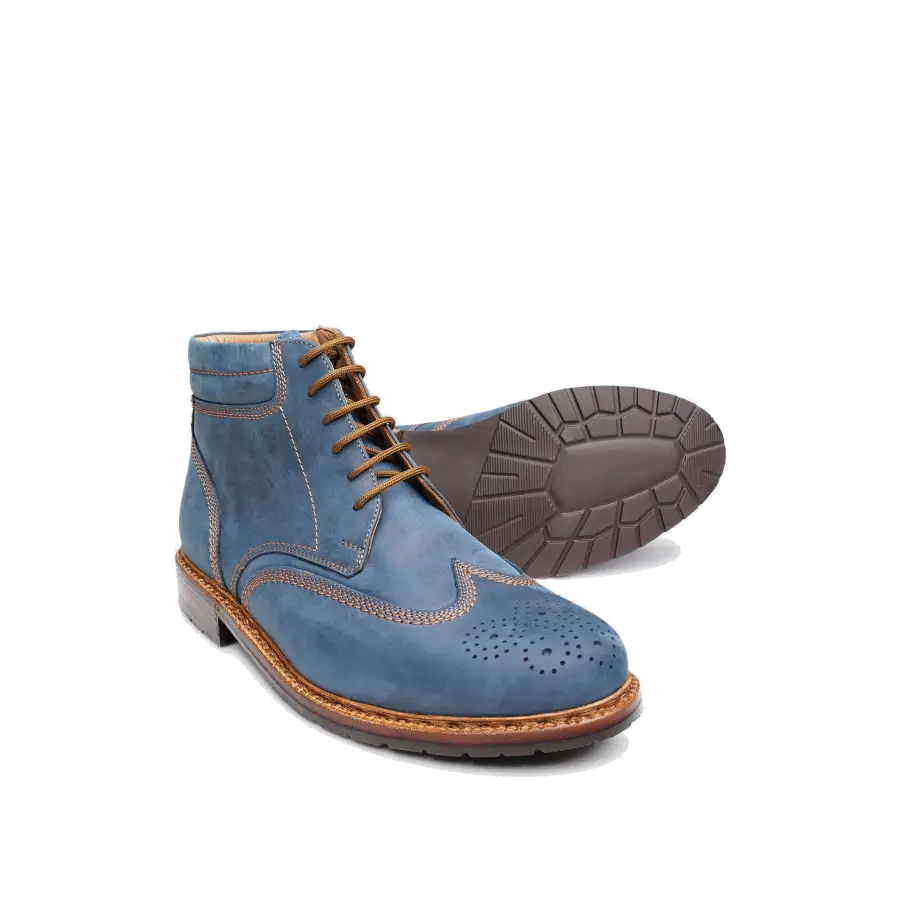 Heinrich Dinkelacker - Stiefel JANOSH K FULL-BROGUE H Nubukleder - blau