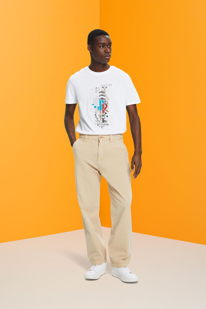 Schmal geschnittenes Baumwoll-T-Shirt mit Print