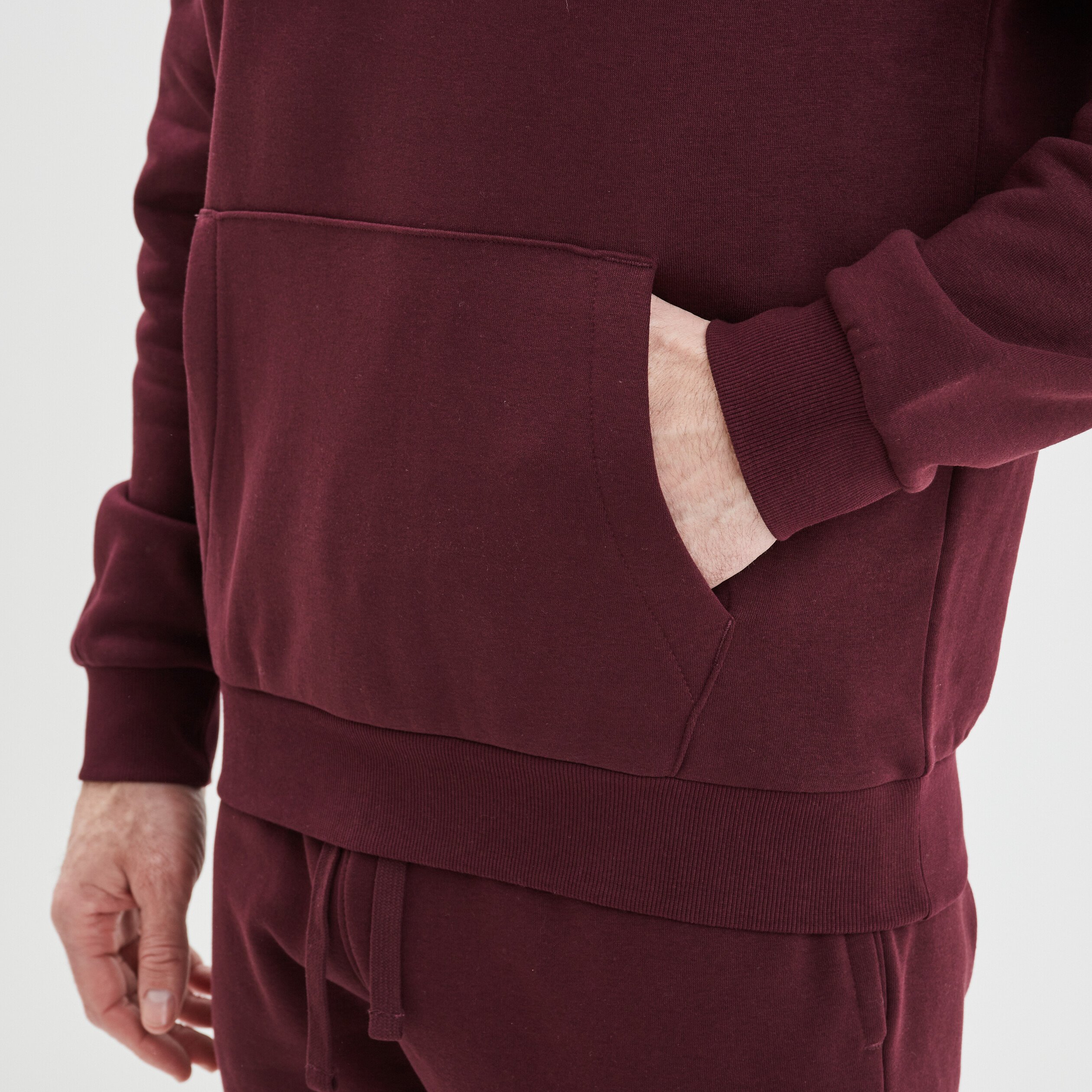 Sweat molleton à capuche hoodie prune homme | La Halle
