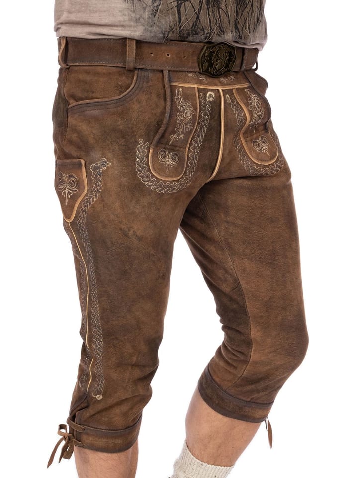 Gwandler Lederhose MICHELBACH-gespeckt in dunkelbraun günstig kaufen