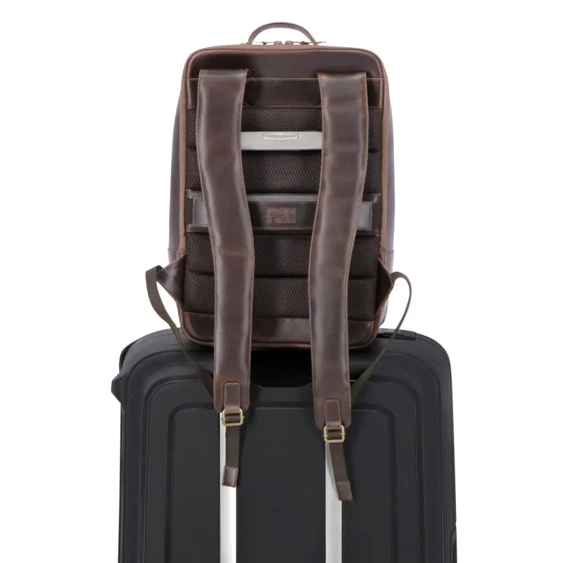 Buckle & Seam Leder Rucksack Leon - Braun \/ Dots