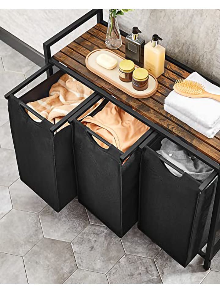 Songmics Wäschekorb in Schwarz/ Braun - (B)92,5 x (H)71 x (T)33 cm günstig kaufen onesize