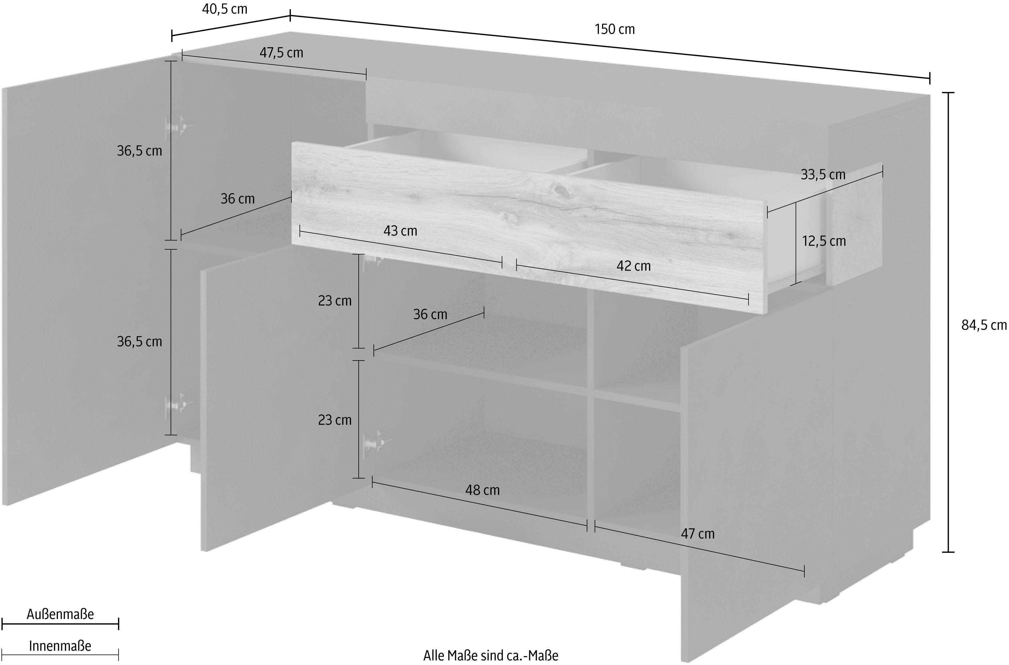 Helvetia Sideboard SILKE, Breite 150 cm
