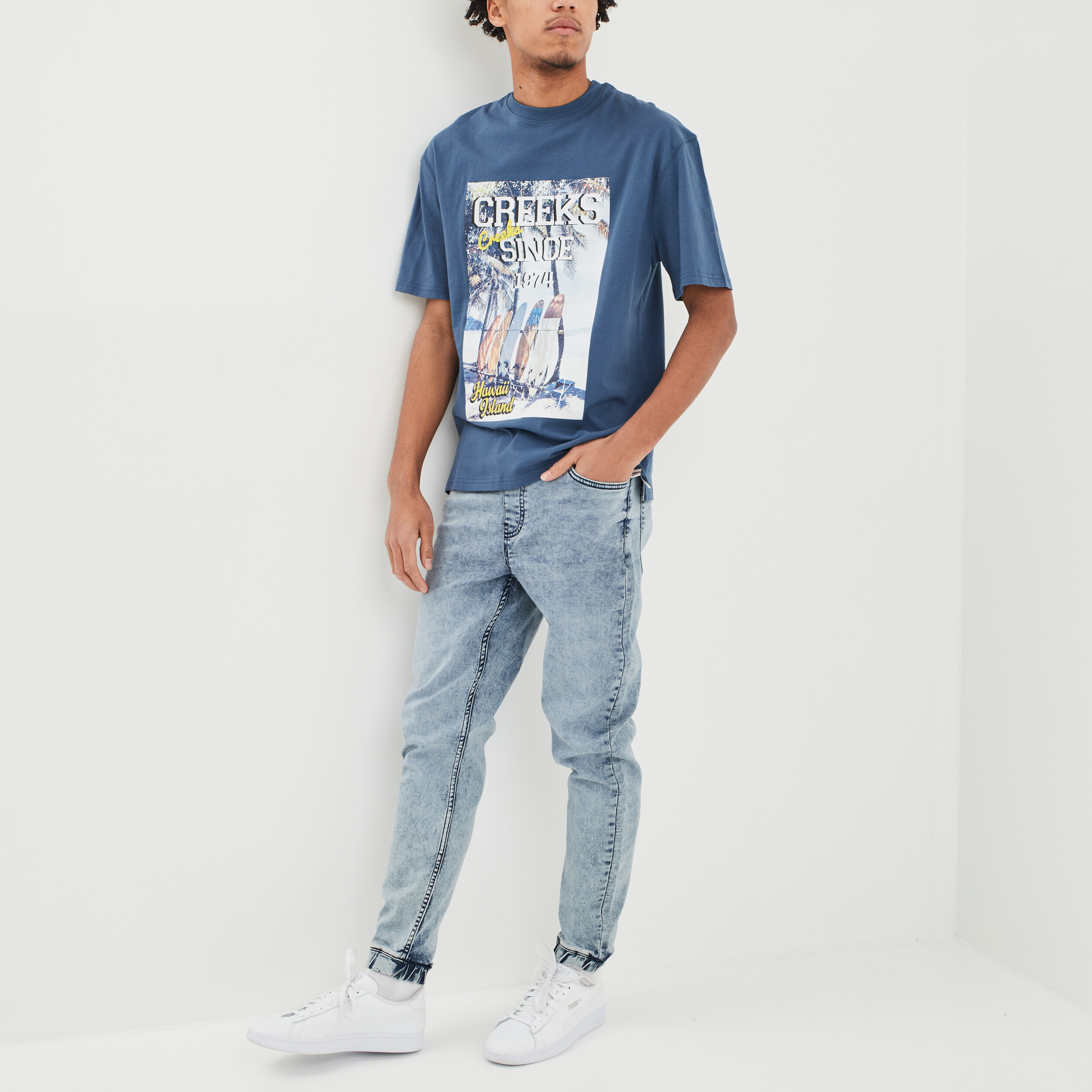 T-shirt manches courtes Creeks bleu foncé homme | La Halle