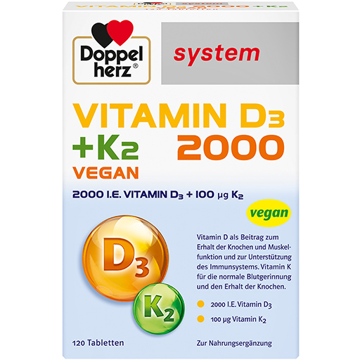 DOPPELHERZ Vitamin D3 2000 K2 system Tabletten  120 St  Tabletten