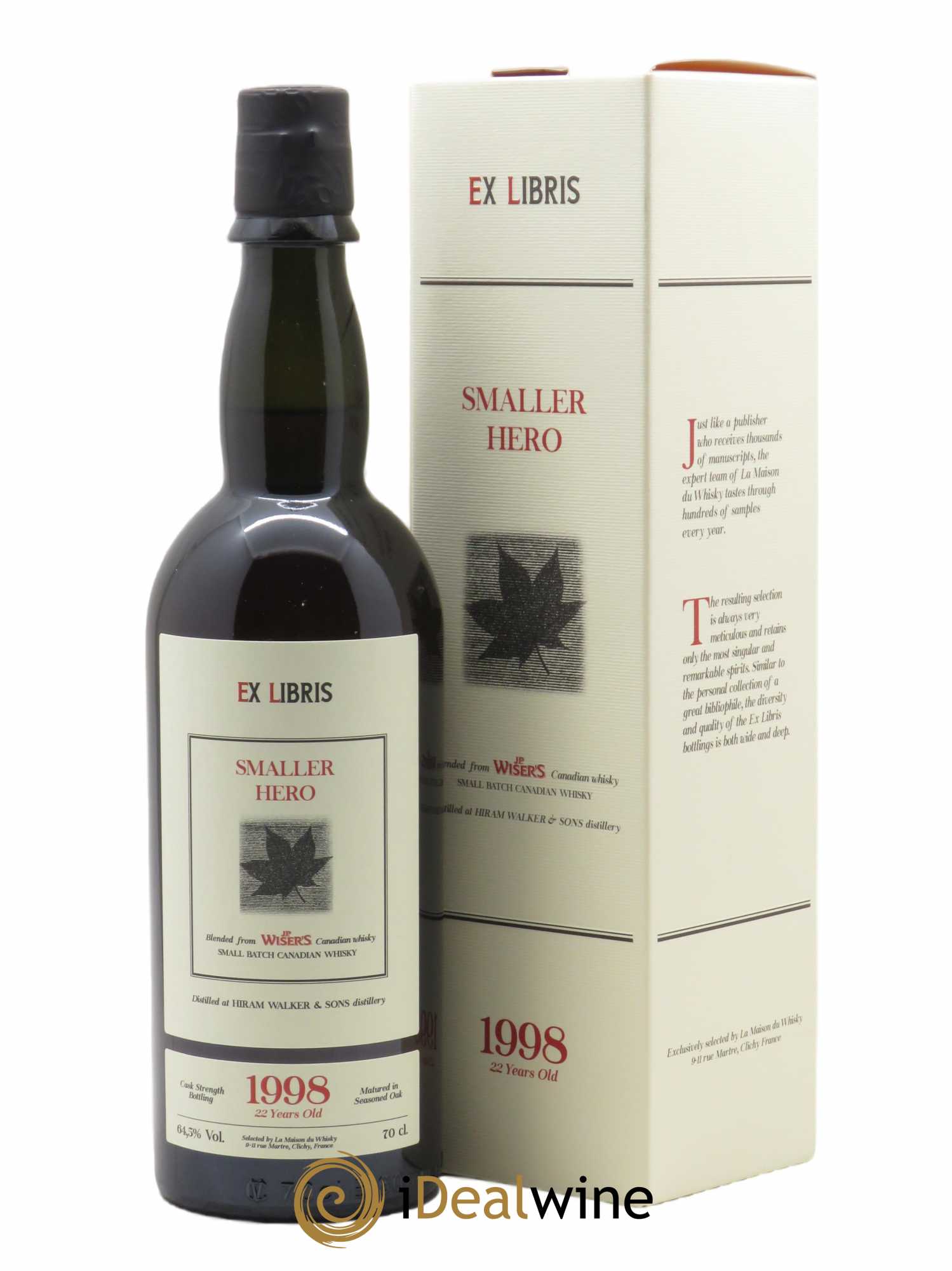 Whisky JP Wiser's Ex Libris Smaller Hero (70cl) 1998 - Lot de 1 Bouteille