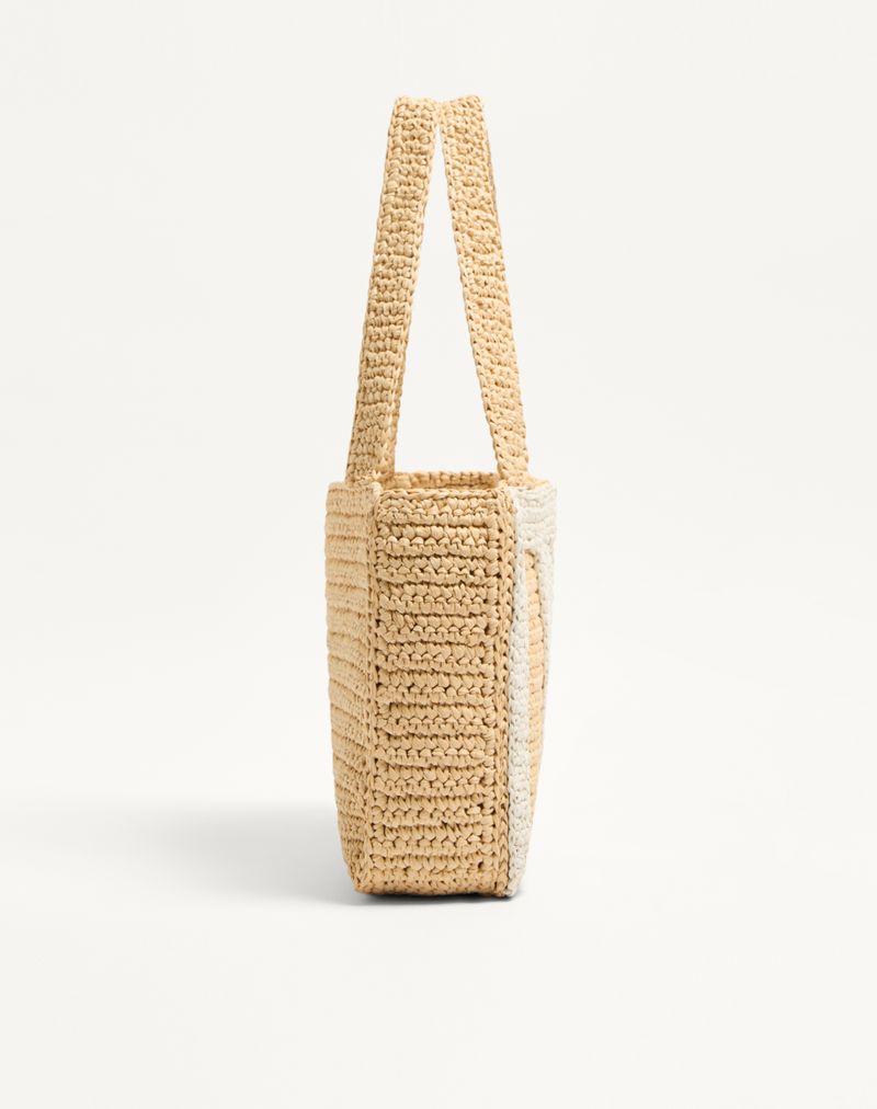 Valentino Garavani Viva Superstar Medium Raffia indkøbstaske