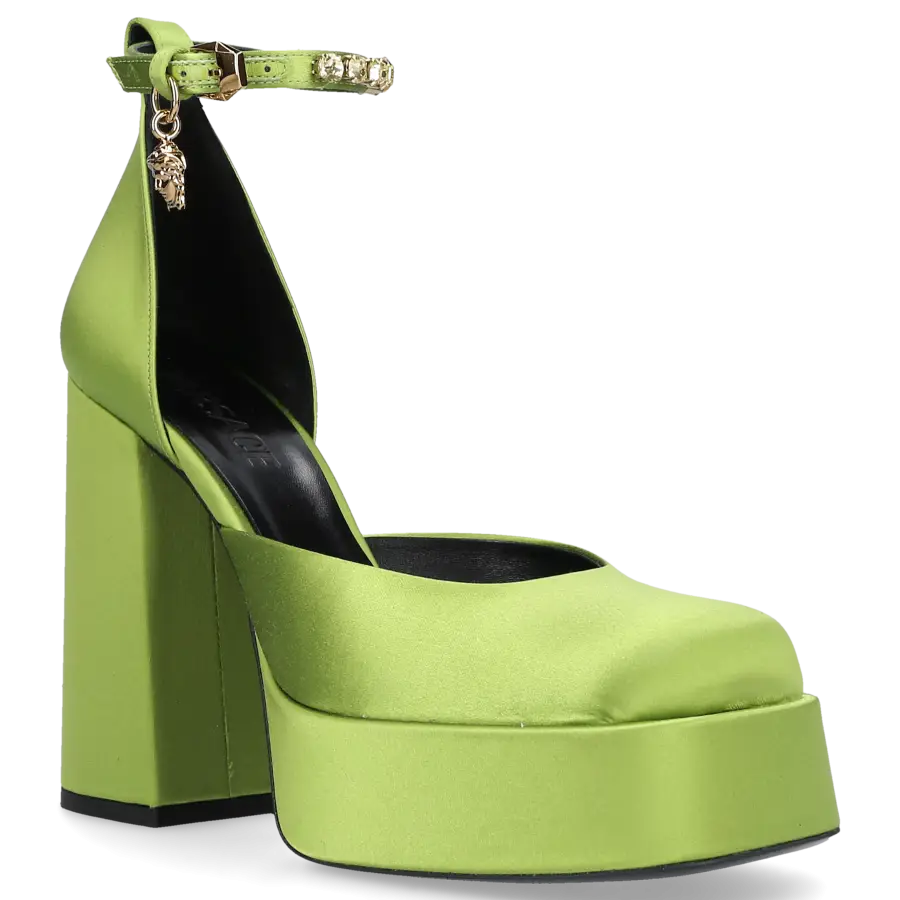Versace - Plateaupumps MEDUSA Seide - grün