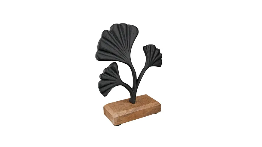 GILDE Standrelief Ginkgo H=17cm Schwarz