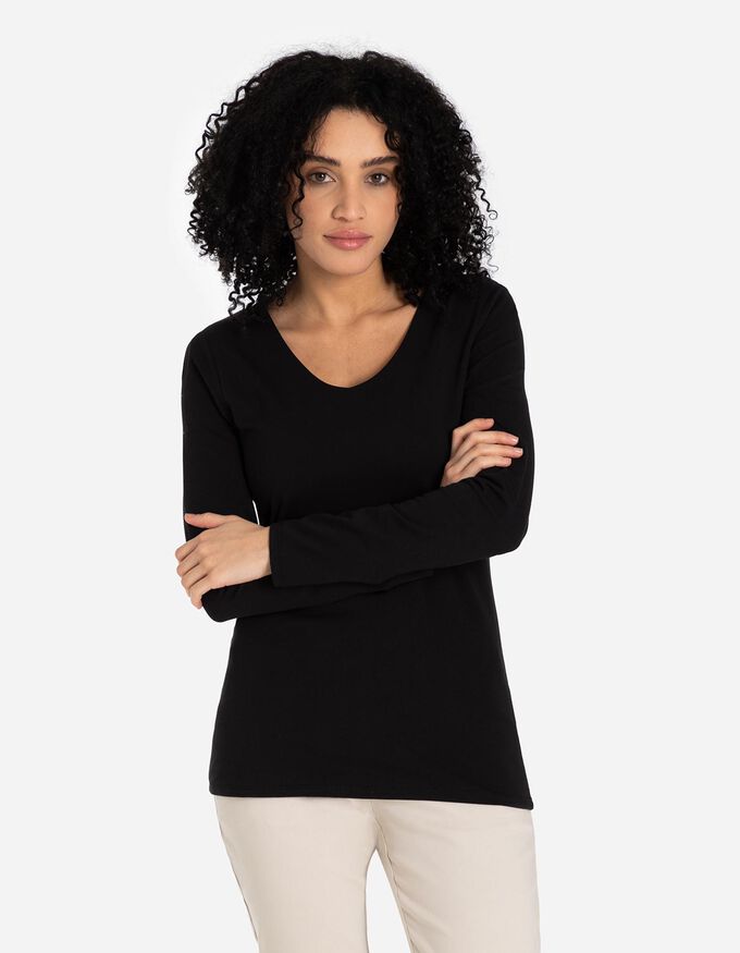 Langarmshirt - V-Ausschnitt