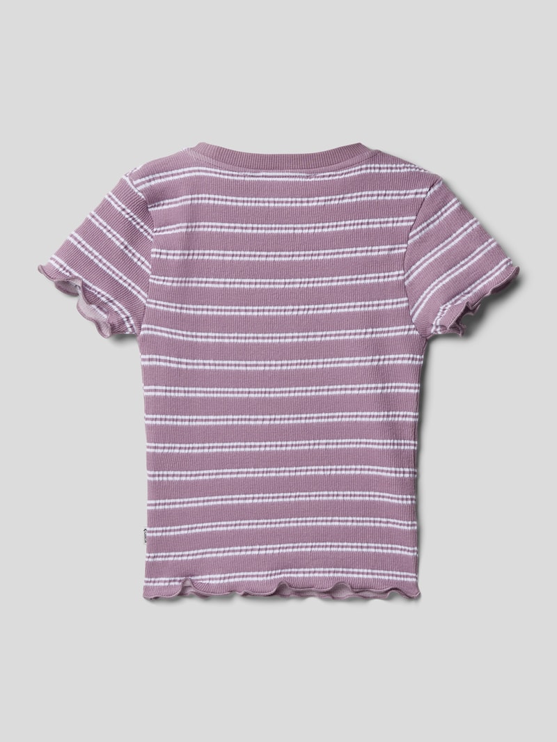 T-Shirt mit Streifenmuster Modell 'MARGIN' in flieder
