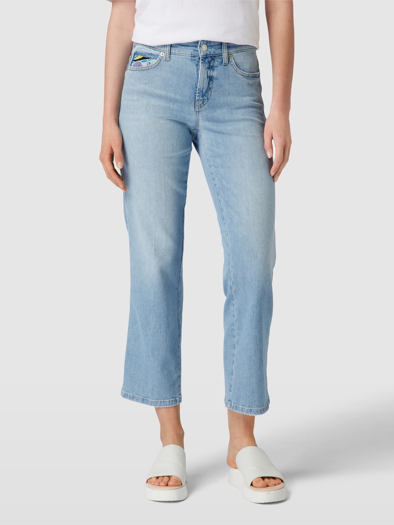 Straight Fit Jeans mit Zierbesatz Modell 'PARIS' in hellblau