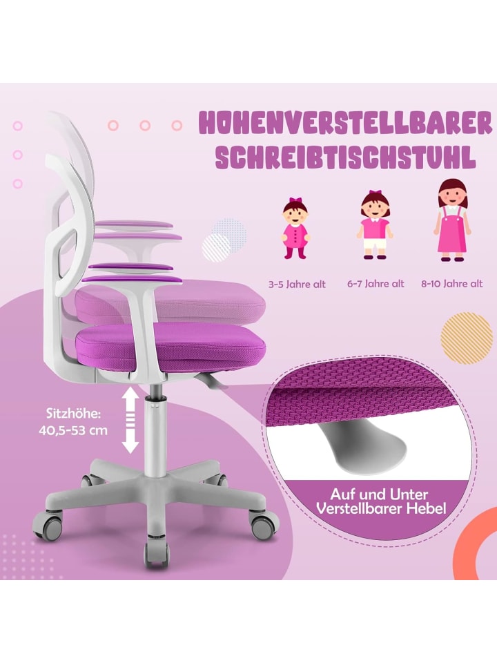 COSTWAY Schreibtischstuhl 3-10 Jahren Drehbar in Flieder günstig kaufen onesize