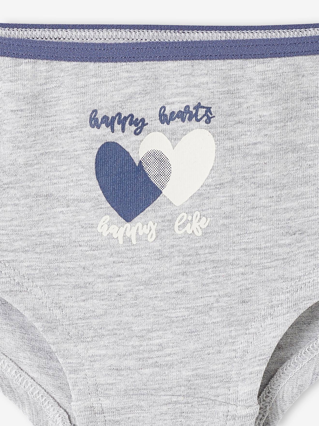 Lot de 7 shorties coeurs fille bleu