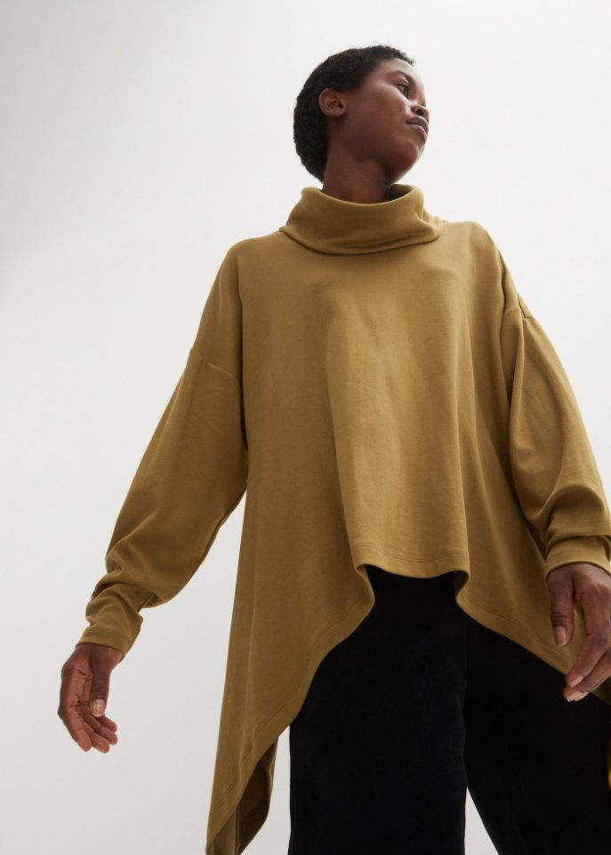 Zipfelshirt mit weitem Rollkragen