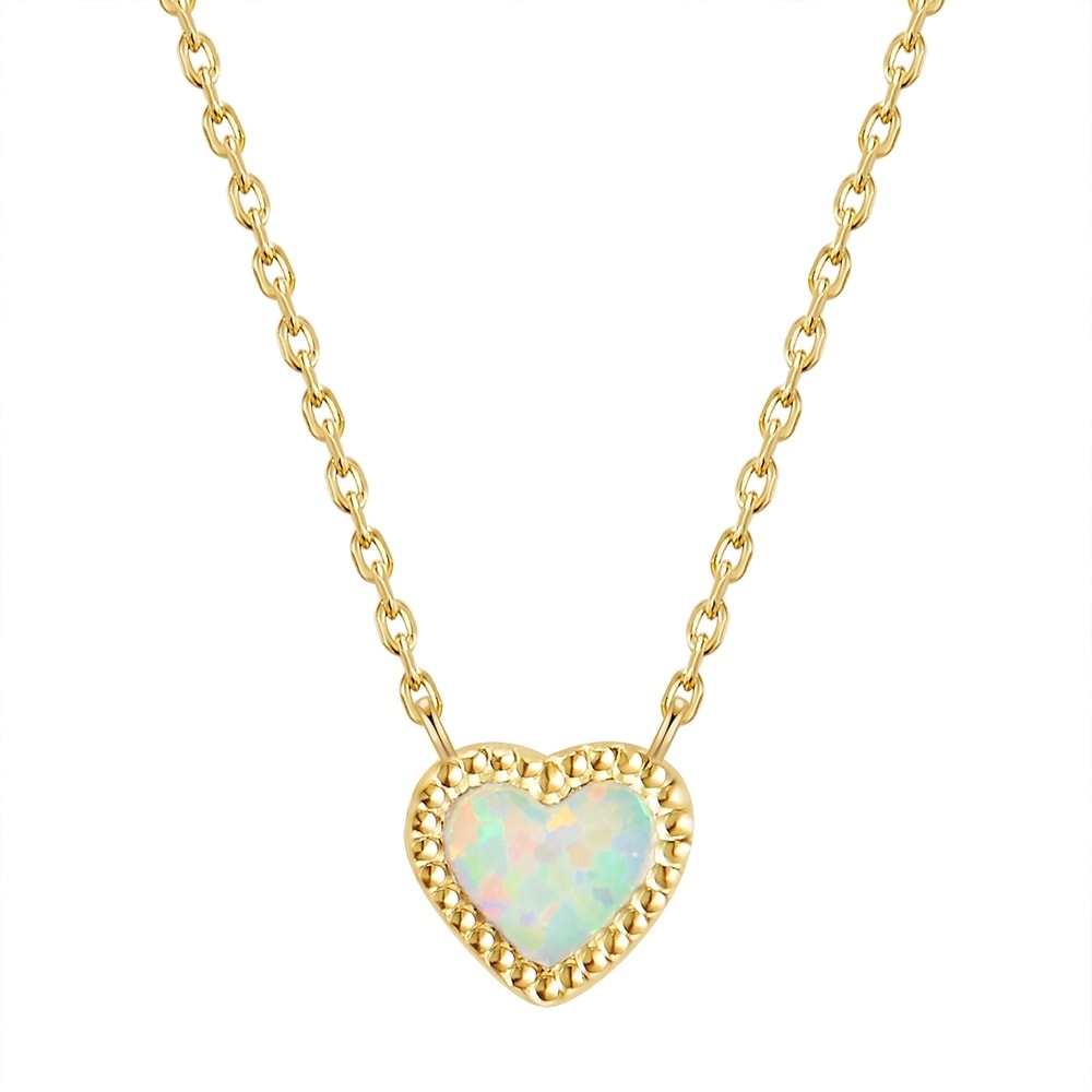 Glanzstücke München Collier en argent Coeur Argent sterling Opale (synth.) en Or jaune collier