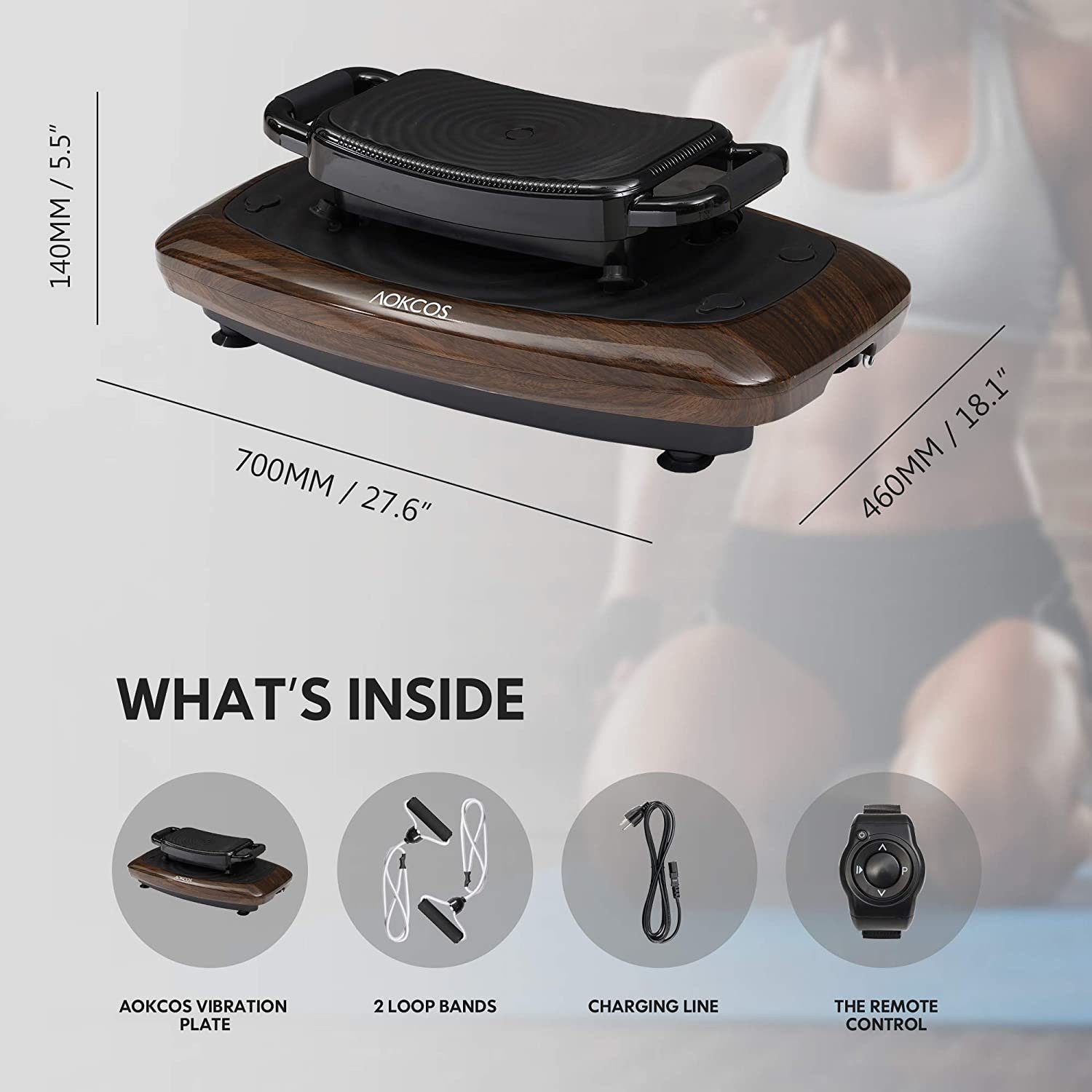 Daskoo Vibrationsplatte Vibrationsboard, ideales Trainingsgerät für Fettverbrennung, Vibration, 2-TIERS-DESIGN, mit 2 Liegestützgriffe und 2 Widerstandsbänder