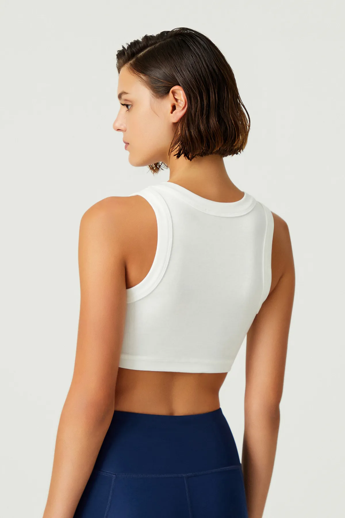 LOS OJOS  x Melodi Ecru Cotton Crop Top Tank mit dicken Trägern