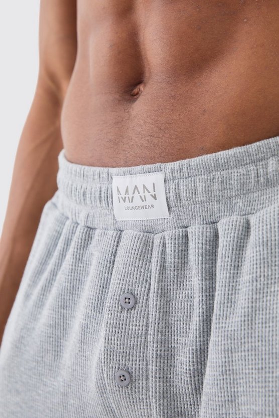 Lockere graue Loungewear-Hose in Waffeloptik