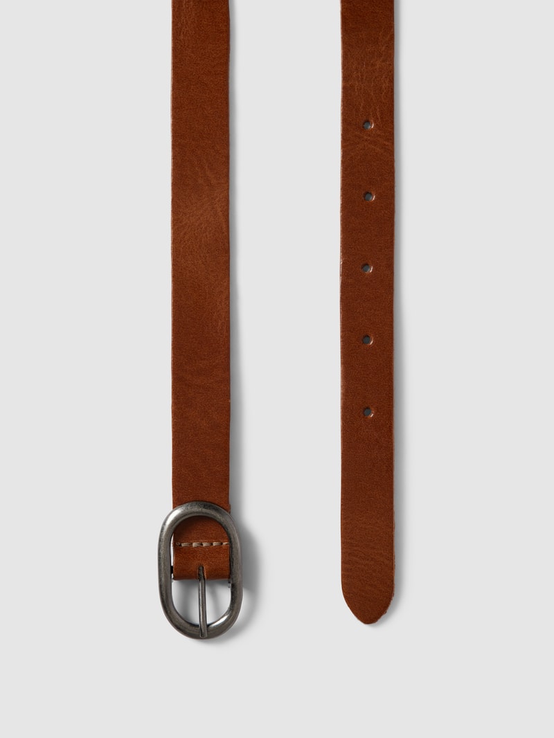 Ledergürtel mit Dornschließe in metallic in cognac