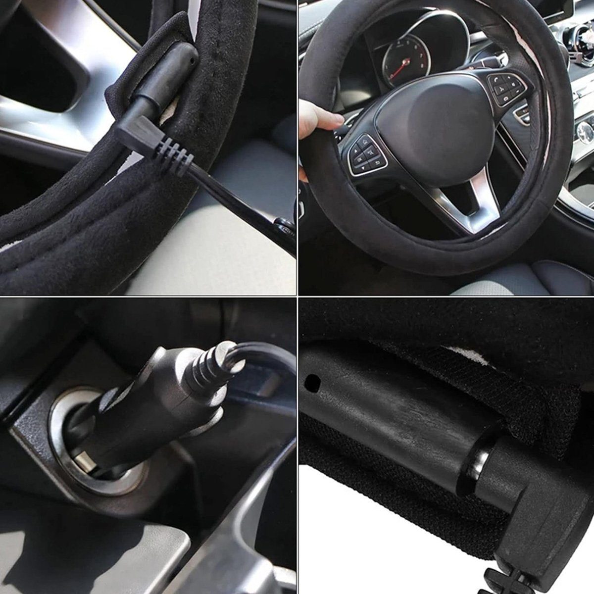 flowgoer Lenkradbezug Beheizte Auto-Lenkradabdeckung: gemütlich und warm, Innenzubehör, Idealer Komfort – Hält Lenkrad warm, perfekt als Geschenk