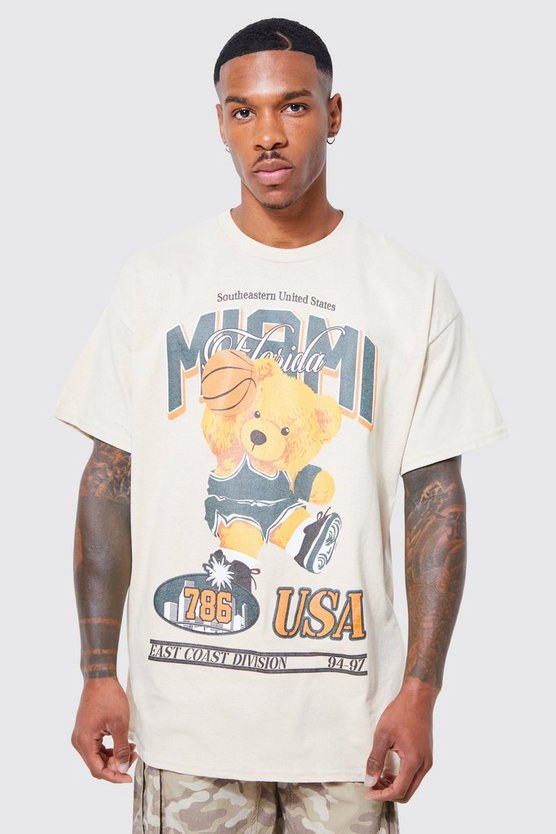 Oversize T-Shirt mit Teddy-Print