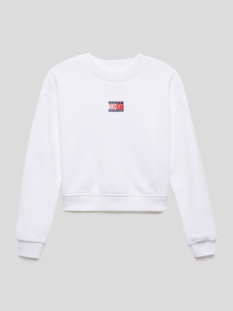 Sweatshirt mit Label-Stitching in weiß