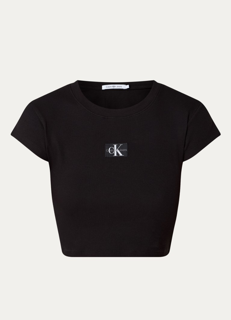 Top corto a coste con logo Calvin Klein