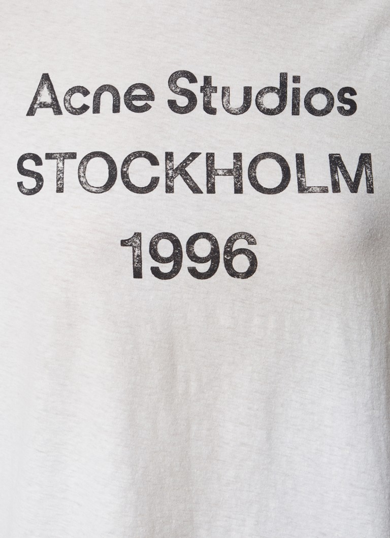 Acne Studios T-krekls ar logoprint un verwassen afwerking