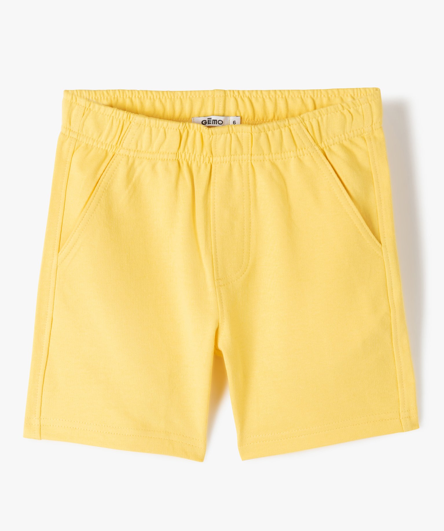 Short Garçon en maille à taille élastiquée jaune | GEMO