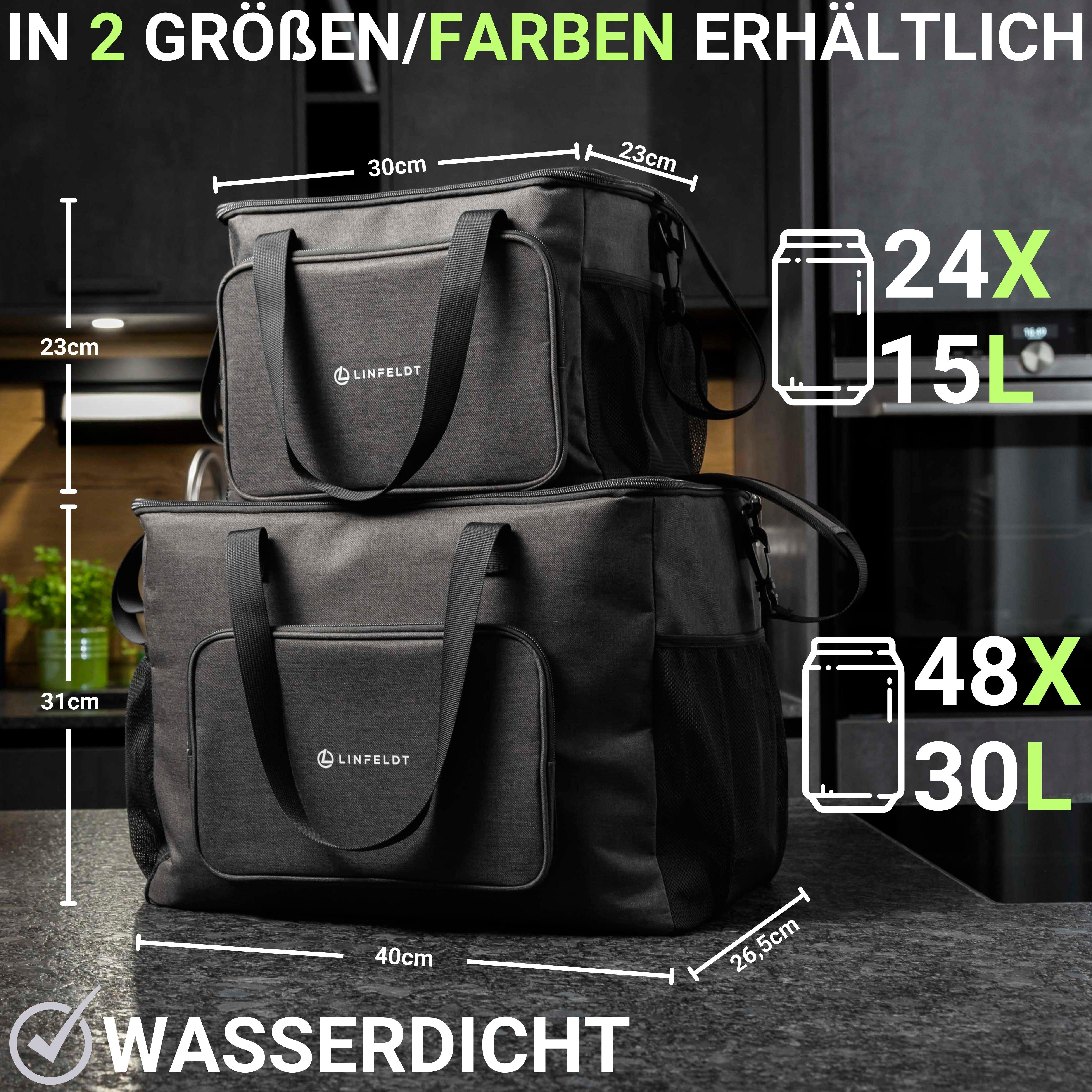 LINFELDT Kühltasche Thermotasche Isoliert 15L - Kühltasche Faltbar