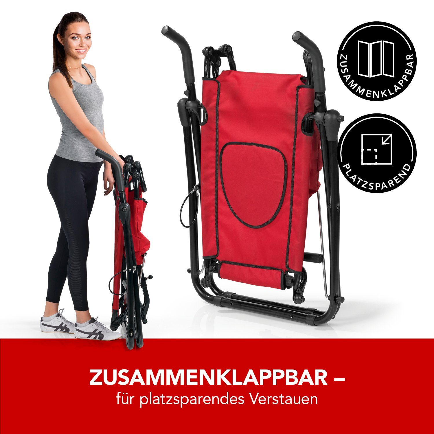 MAXXMEE Heimtrainer Inversionstrainer - Rückentrainer - Deluxe - rot/schwarz