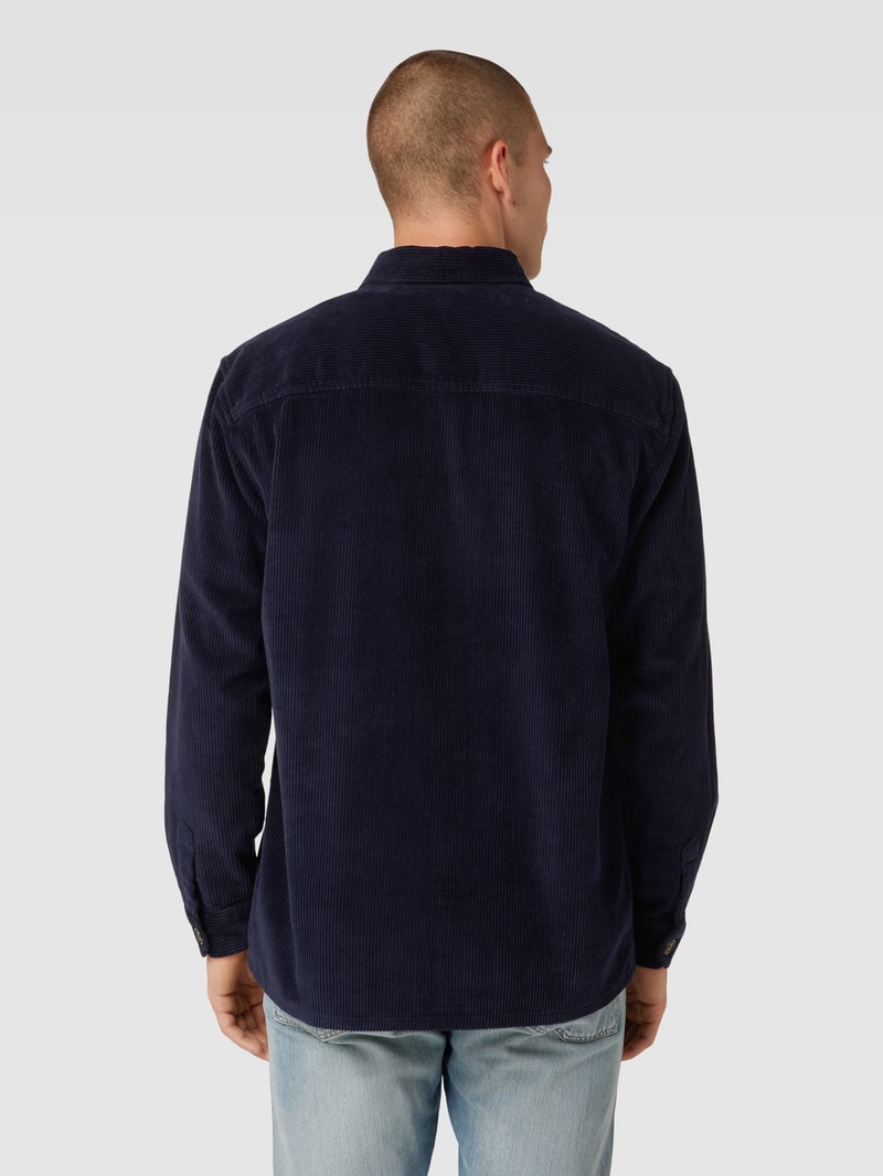 Overshirt aus Cord mit Umlegekragen in marineblau