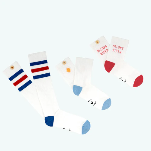 Here Comes the Sun Socks - Let's Ride White