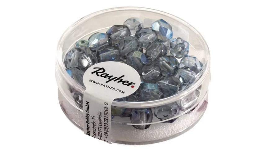 rayher Glas Schliffperle 6mm ø Blaugrau