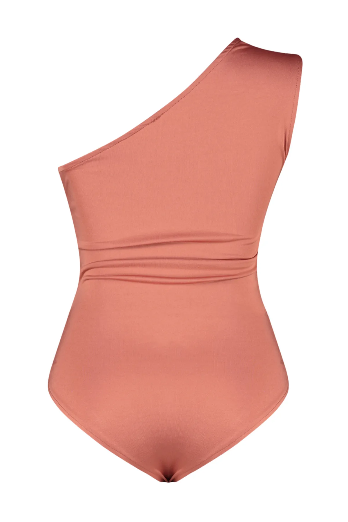 Trendyol Curve  Zimtfarbener gestrickter Body mit asymmetrischem Kragen unten und Druckknöpfen TBSSS24AF00066