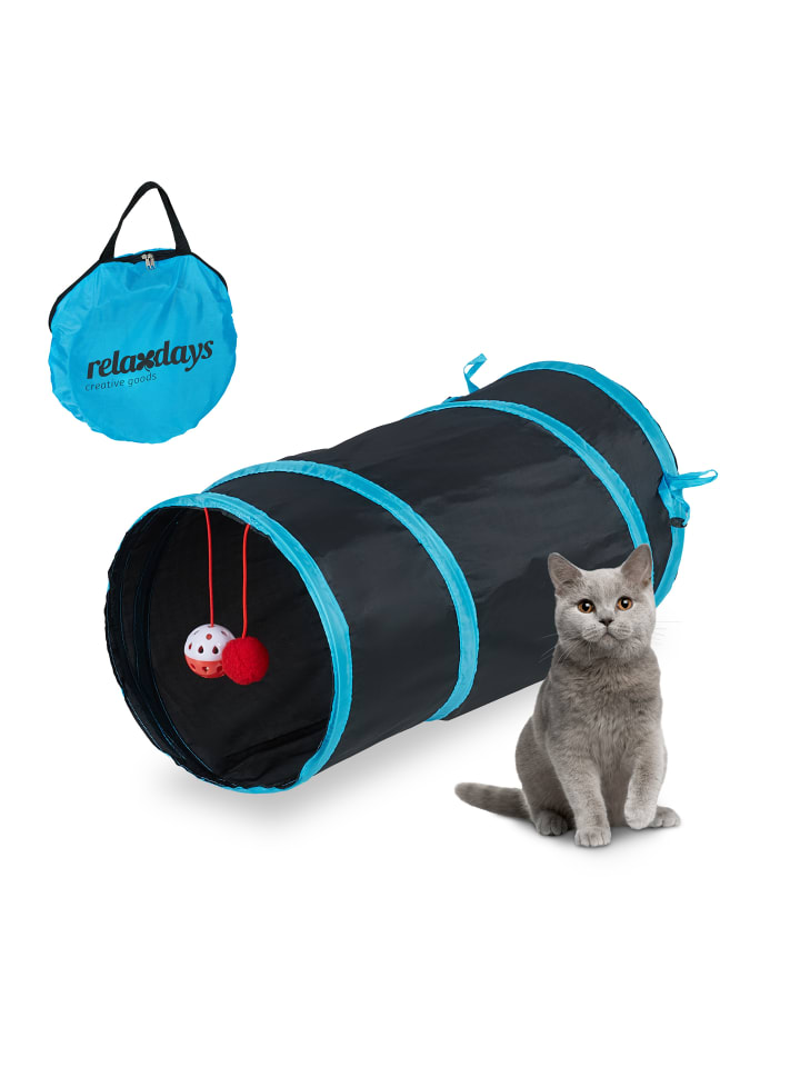 relaxdays Katzentunnel in Schwarz/ Blau günstig kaufen onesize