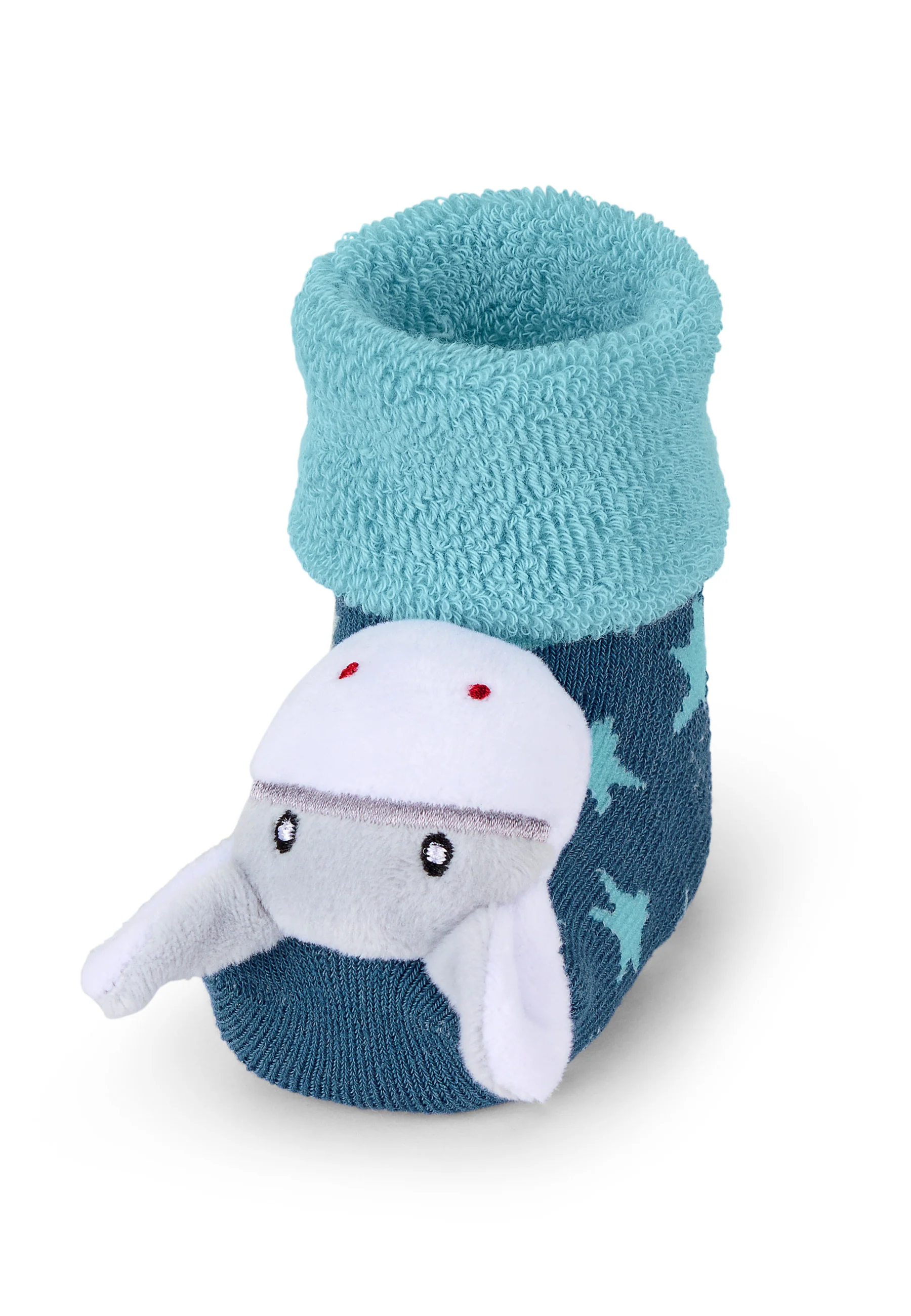 Baby-Rasselsocken aus Vollplüsch; Motiv Esel