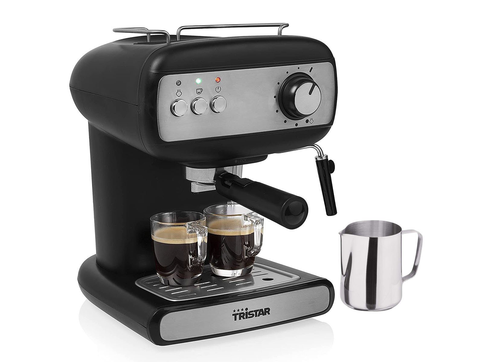 Tristar Espressomaschine, italienische Siebdruck Kaffee Siebträger-Maschine mit Milchaufschäumer
