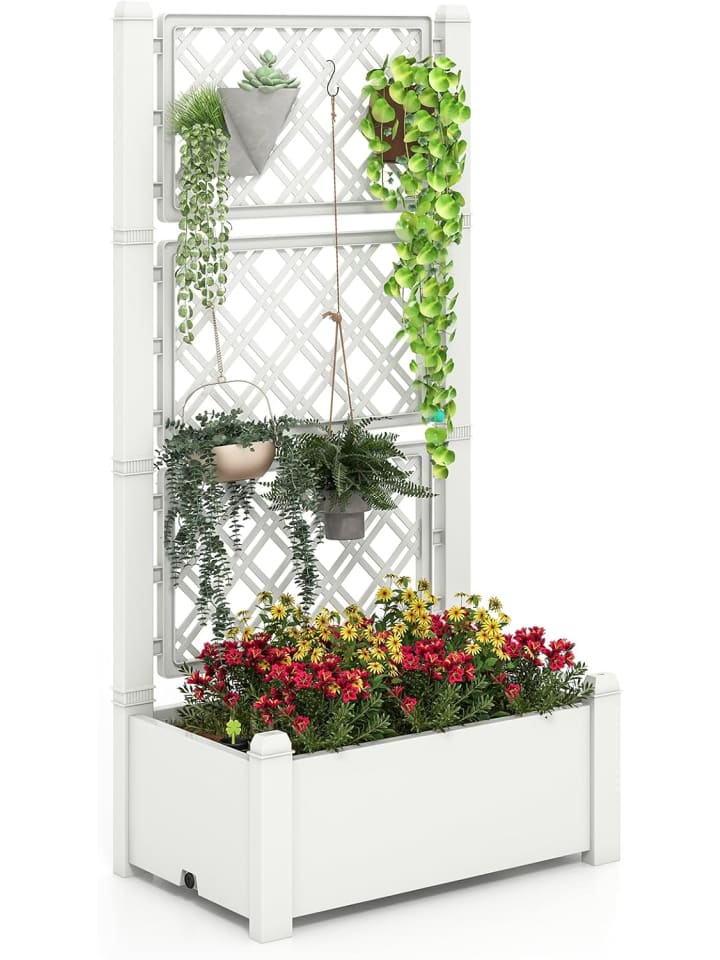 COSTWAY Hochbeet mit Rankgitter 76x45x150cm in Weiß günstig kaufen onesize