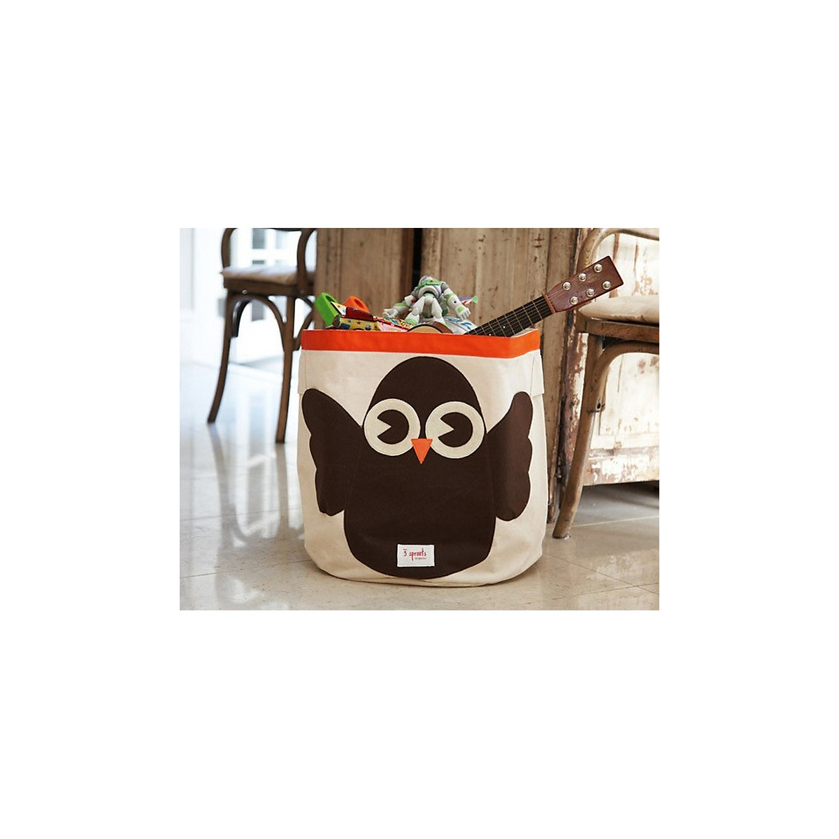 Aufbewahrungskorb Fuchs, 45 x 43 cm, Eule, schwarz