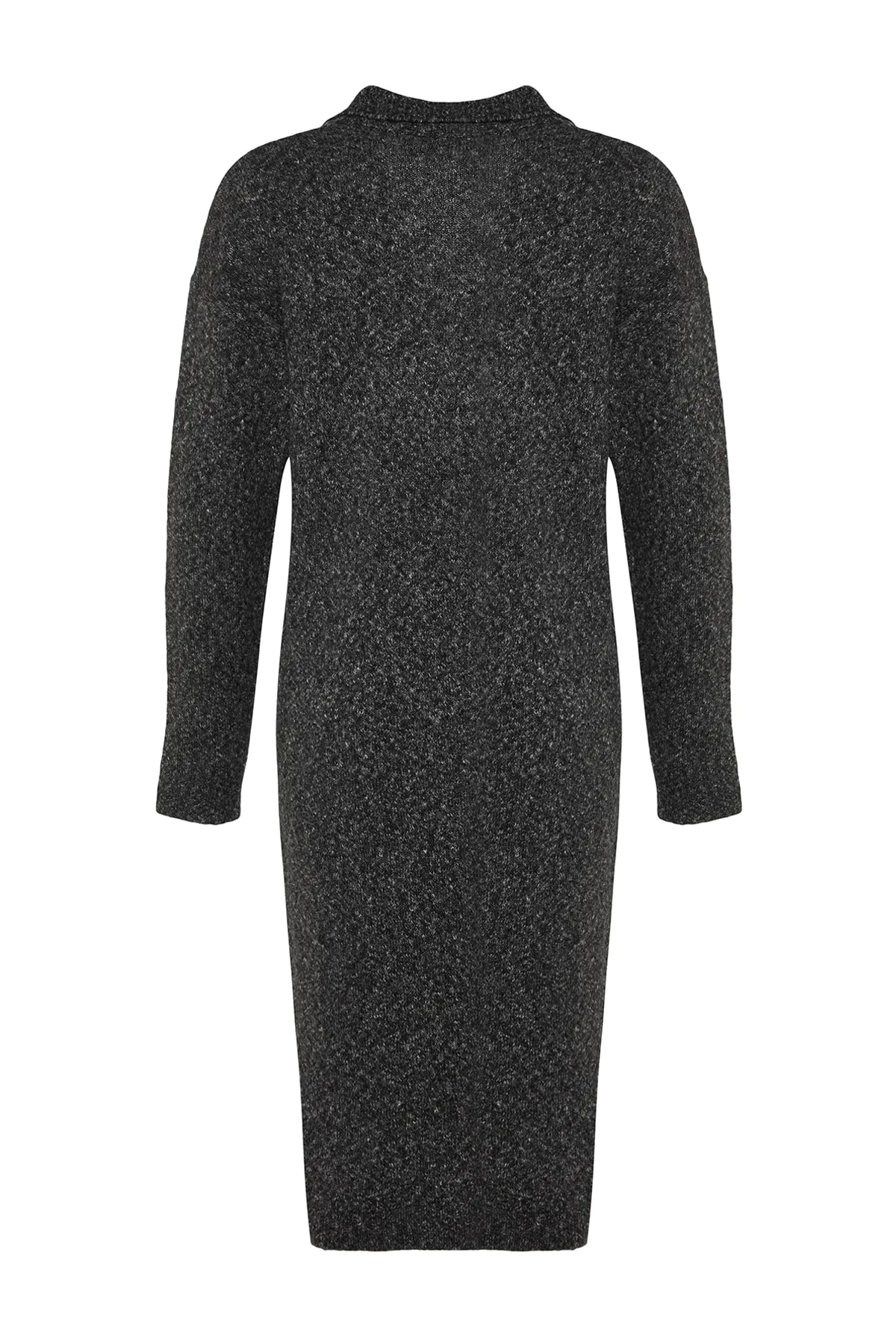 Trendyol Collection  Anthrazitfarbenes Midi-Strickkleid aus Wolle mit Rollkragen TWOAW24EL00009